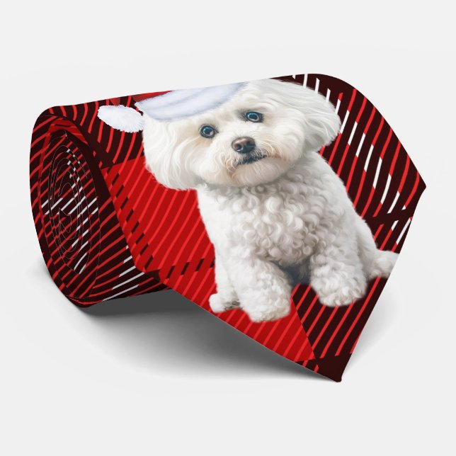 Cravate Coton de Tulear Chien de vacances Red Plaid Noël (Roulé)