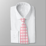 Cravate Cottagecore En vichy rose<br><div class="desc">Pique-nique printanière moderne,  avec motif tartan en vichy plaid aux couleurs chaudes rose et blanc.</div>