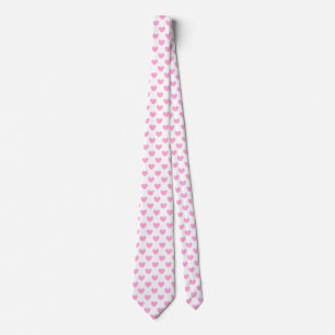 Cravate Cotton Candy Pink polka hearts on white