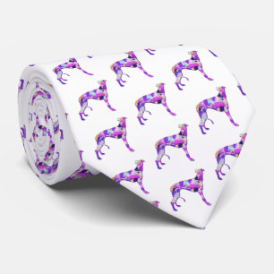 Cravate Cou blanc violet gris-blanc de lurcher-chien Silho
