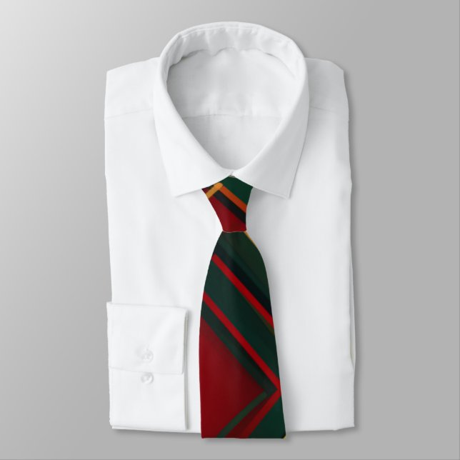 Cravate Cou Motif Rouge Et Vert Tartan Plaid (Attaché)