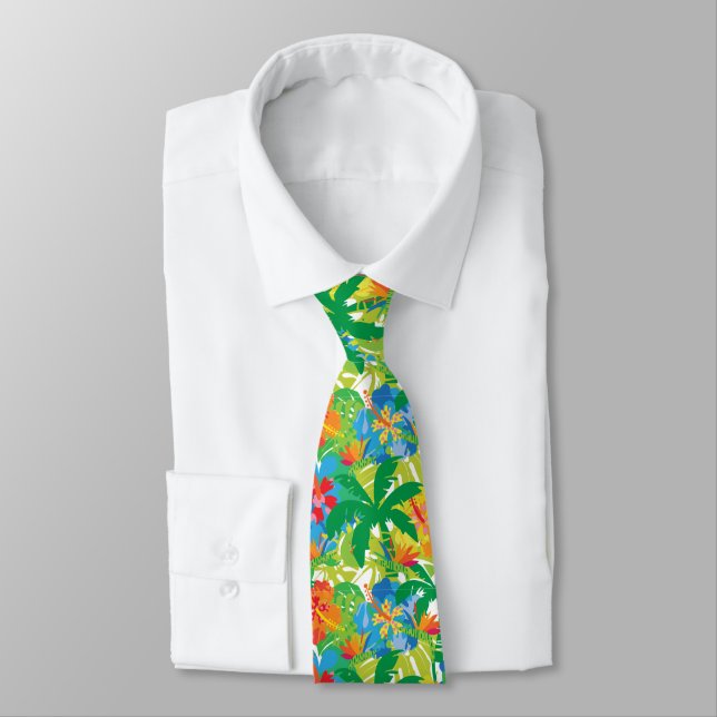Cravate Cou vert feuille tropical (Attaché)