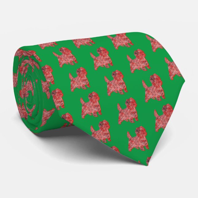 Cravate Cou vert Silhouette pour chien de Noël de Cairn Te (Roulé)