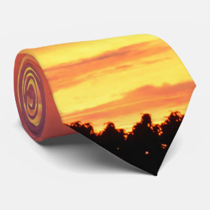 Cravate Coucher de soleil clair et nuageux orange,