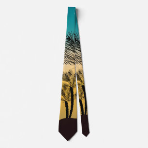 Cravate Coucher de soleil jaune tropical moderne minimalis