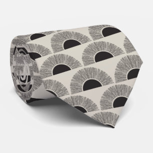 Cravate Coucher de soleil noir et beige moderne Motif d'ar