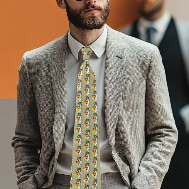 Cravate Cougar Mountain Lion Puma Fleurs (Créateur téléchargé)