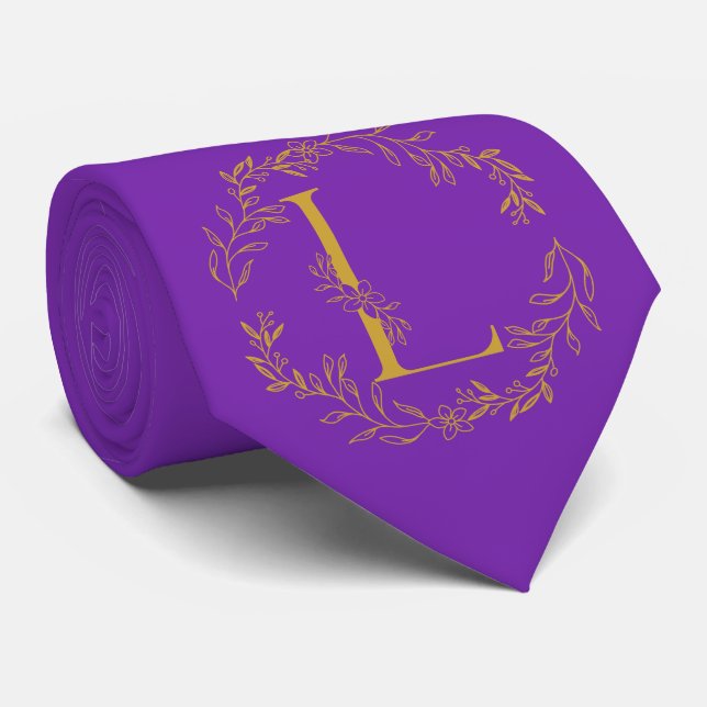Cravate Couleur du raisin Groomsmen monogramme (Roulé)