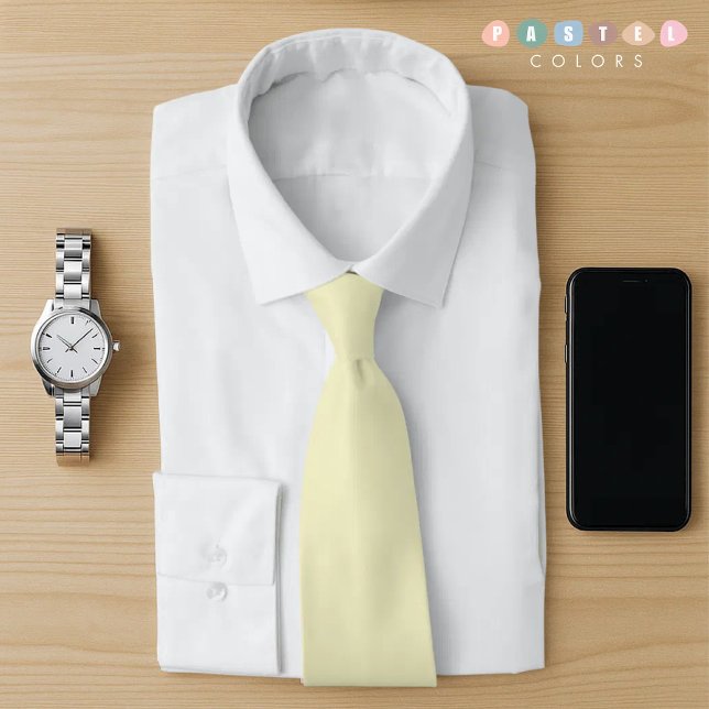Cravate Couleur jaune pâle et souple du beurre pastel (Solid Soft Light Pastel Butter Cream Yellow Color Neck Tie)