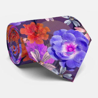 Cravate Couleur mignonne & Fille violet motif floral tenda