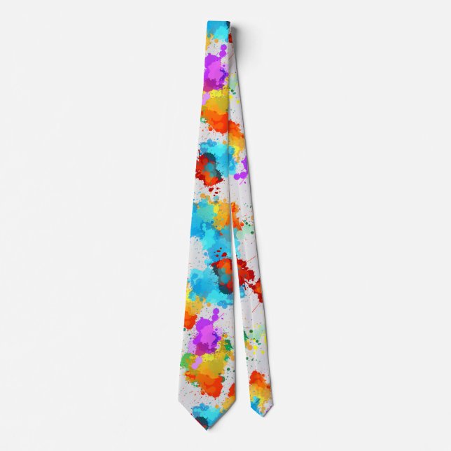 Cravate Couleur Motif à éclaboussure CC01 L Gris BG (Devant)