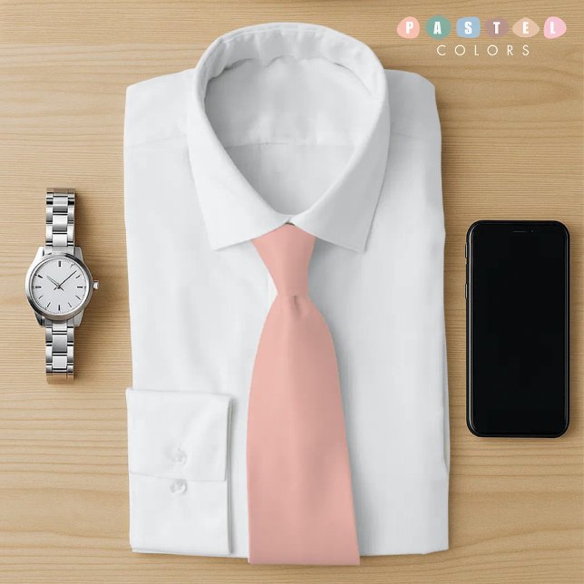Cravate Couleur rose Saumon orange pastel clair uni (Solid Light Soft Pastel Orange Salmon Pink Color Neck Tie)