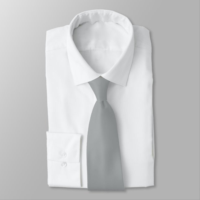 Cravate Couleur solide hiver argent de Noël classique (Attaché)