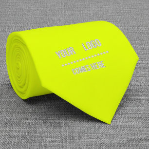 Cravate couleur solide jaune fluorescent - ajouter un logo