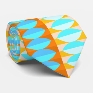 Cravate Couleur Turquoise Bleu Orange Jaune Motif