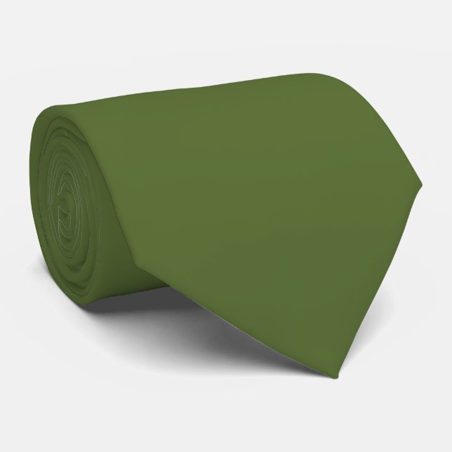 Cravate Couleur vert olive foncé uni (Roulé)