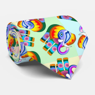 Cravate Couleurs arc-en-ciel éléphant