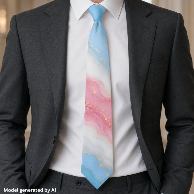 Cravate Couleurs de la fierté trans Lux Marble (Créateur téléchargé)