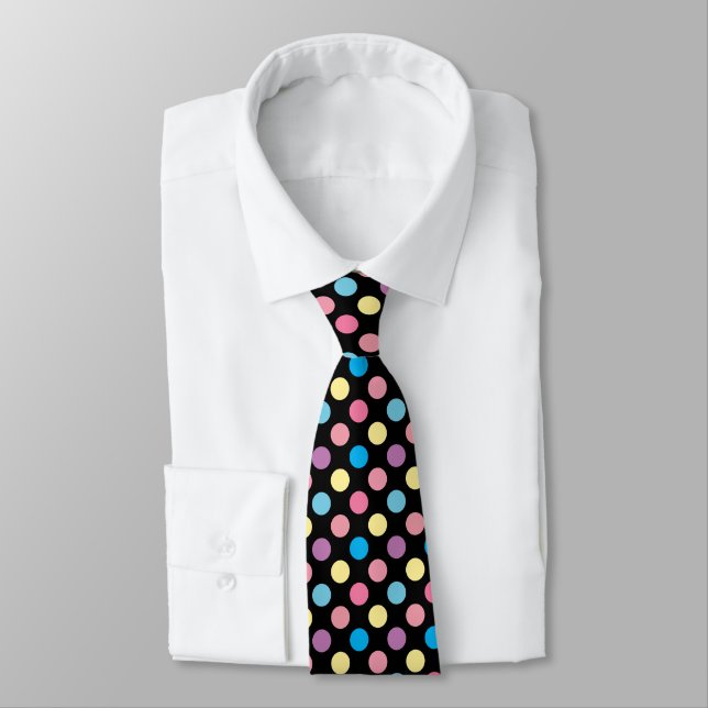 Cravate Couleurs douces colorées Pastel Pois Motif (Attaché)