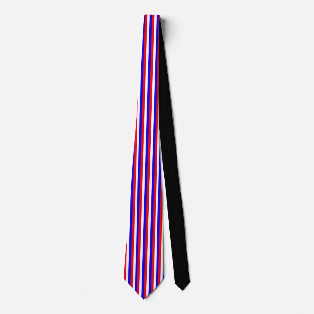 Cravate Couleurs du drapeau cool rouge blanc et bleu rayé  (Devant)