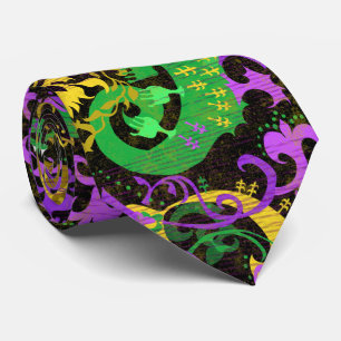 Cravate Couleurs Mardi Gras Damassé Dragon, Papillon, Serp