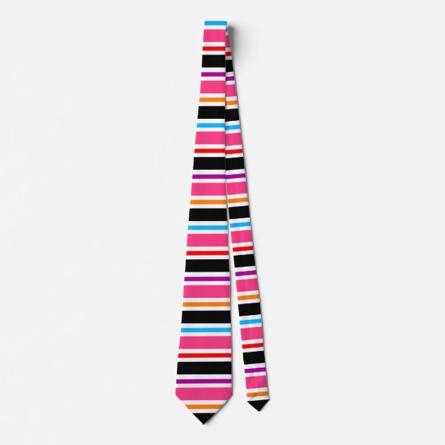Cravate Couleurs multiples roses noir (Devant)