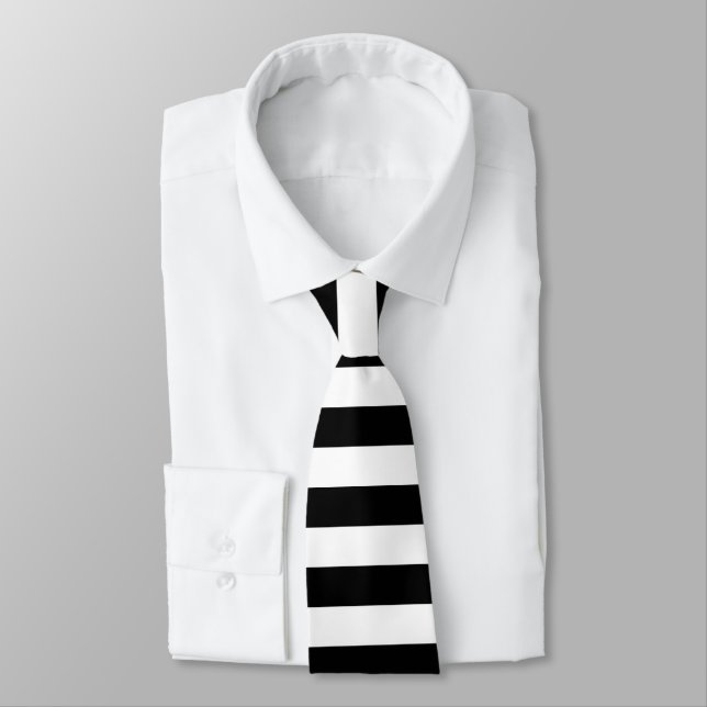 Cravate Couleurs Solides Noires Et Blanches Design (Attaché)
