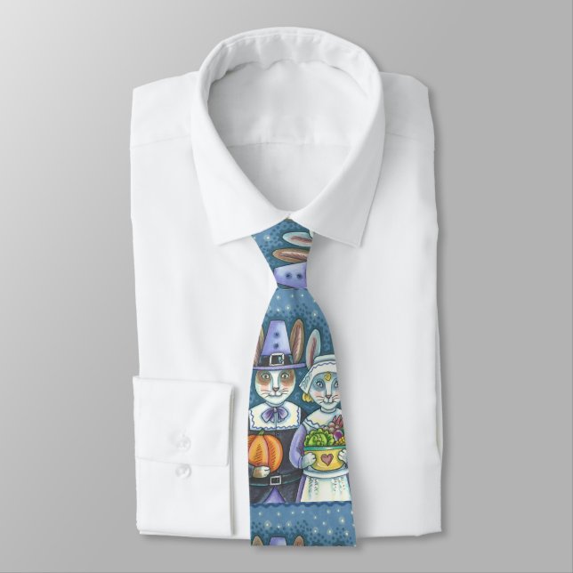 CRAVATE COUNTRY PILGRIMS, THANKSGIVING RABBITS NECK TIE (Attaché)