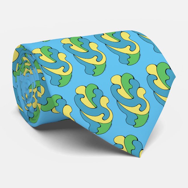 Cravate Courbes d'insertion (Jaune, Bleu, Vert) (Roulé)