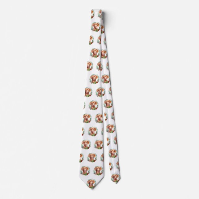 Cravate Couronne de Noël Vizsla Fête de Chien Joyeux (Devant)
