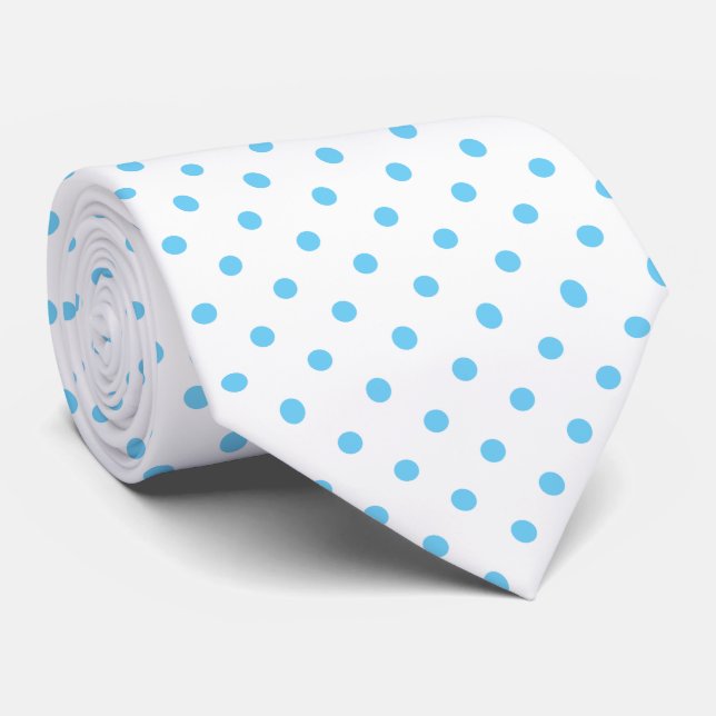 Cravate Couvercle bleu et blanc Polka Dot (Roulé)
