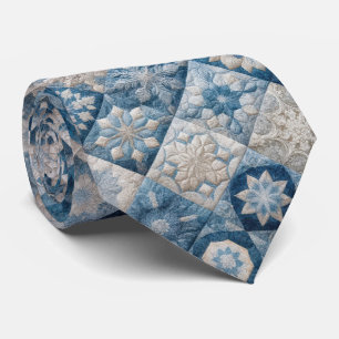 Cravate Couvre-lit flocon de neige bleu et blanc