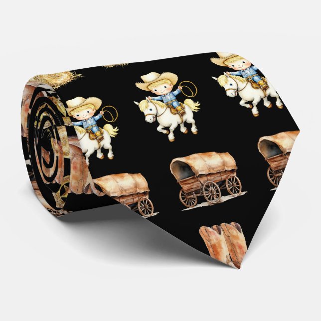 Cravate Cowboys Cute Cartoon Neck Tie (Roulé)