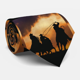 Cravate Cowboys Roping et chevaux avec ciel Cool