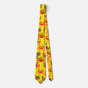 Cravate Crabes Patternx4 B Jaune BG