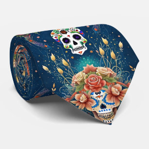Cravate Crâne à sucre - Fête de Dia de los Muertos
