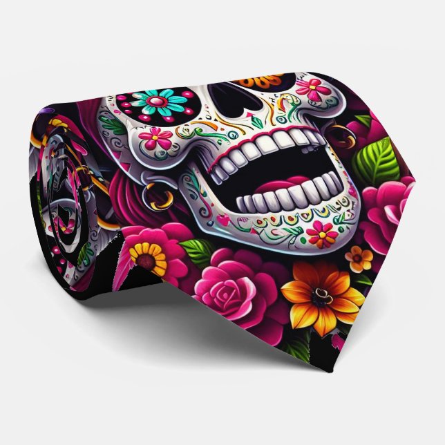 Cravate Crâne à sucre - Jolly Pirate Skull (Roulé)