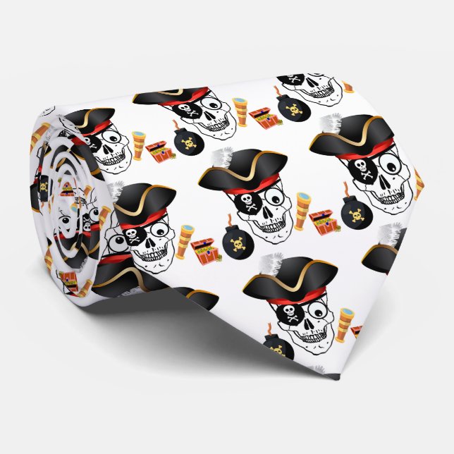 CRAVATE CRÂNE DE PIRATE (Roulé)