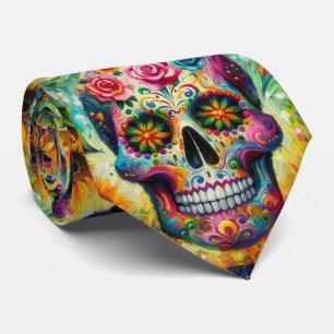 Cravate Crâne de Sucre Dia De Los Muertos Jour des Morts