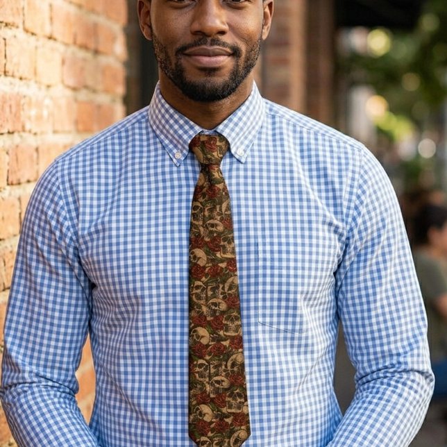 Cravate Crâne et roses motif graffiti (Créateur téléchargé)