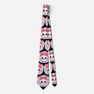 Cravate Crâne Pastel Goth avec un Nœud