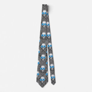 Cravate Crânes bleus et série Tournesol Design 5