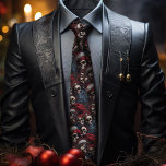 Cravate Crânes gothiques rouges et noirs de Père Noël<br><div class="desc">Montrez votre style de vacances avec notre cravate de Noël pour hommes à thème sombre et gothique. Cet accessoire unique est parfait pour ajouter une touche décalée et festive à votre tenue de travail. Sortez à des fêtes de bureau, des rassemblements festifs. Notre cravate de design gothique est parfaite, que...</div>