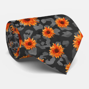 Cravate Crânes orange et série tournesol Design 4