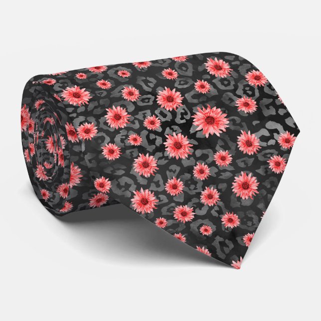 Cravate Crânes rouges et série tournesol Design 2 (Roulé)
