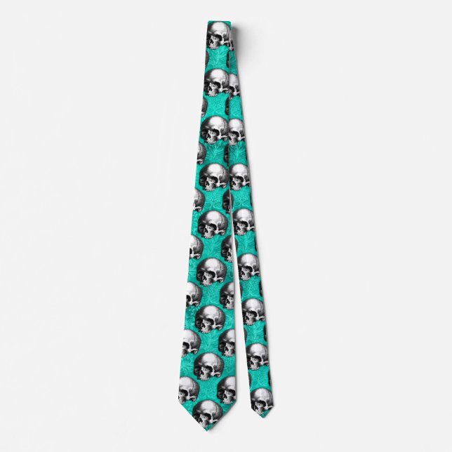 Cravate Crânes Turquoise et Série Tournesol Design 8 (Devant)