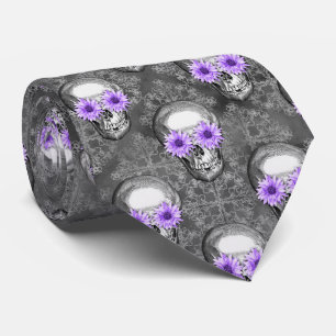 Cravate Crânes violets et série Tournesol Design 3  
