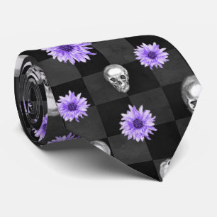 Cravate Crânes violets et série tournesol Design 9