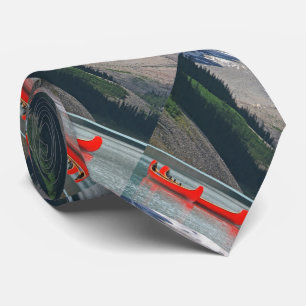 Cravate Cravate, Canoës rouges, Montagnes, Répétées Motifs