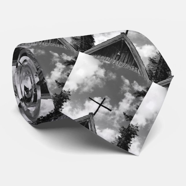 Cravate Cravate, église de mère patrie. Noir et blanc (Roulé)